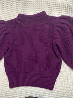 Isabel Marant Purple Puff-Sleeve Crewneck Sweater